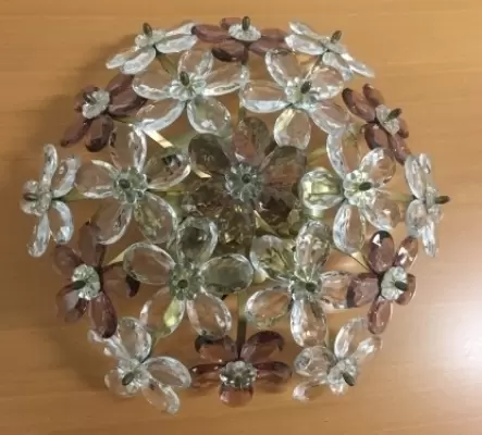 Plafonnier  fleurs en pendeloque cristal