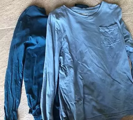 2 T-shirts bleus en coton bio 11-12 ans 146/152 cm