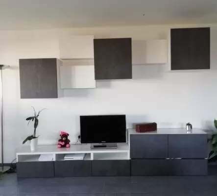Magnifique meuble TV neuf blanc et gris, moderne